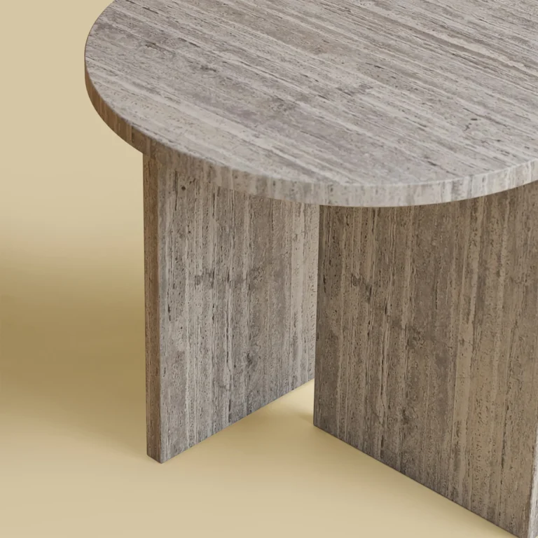 Round Travertine Side Table - Kyushu Series — 5