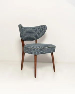Vintola Dining Chair, Blue Jacquard, Walnut Wood