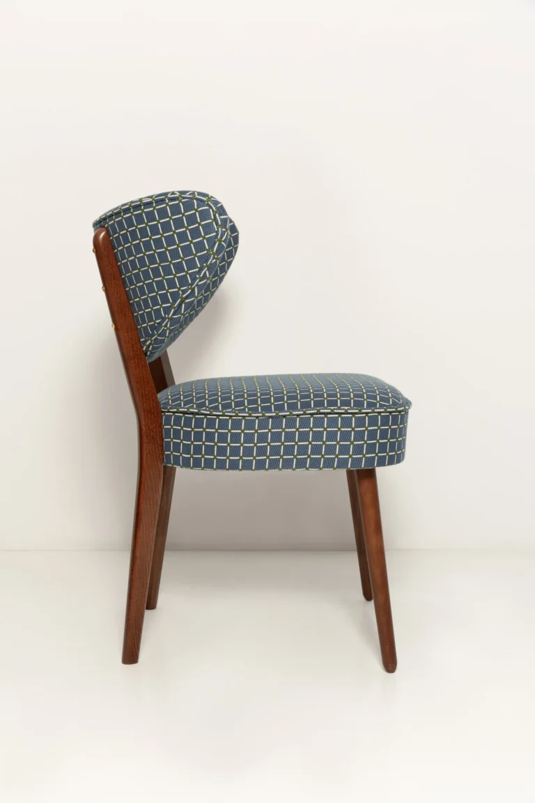Vintola Dining Chair, Blue Jacquard, Walnut Wood — 2