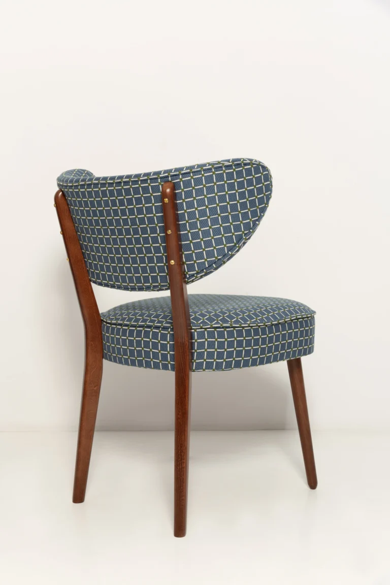 Vintola Dining Chair, Blue Jacquard, Walnut Wood — 3