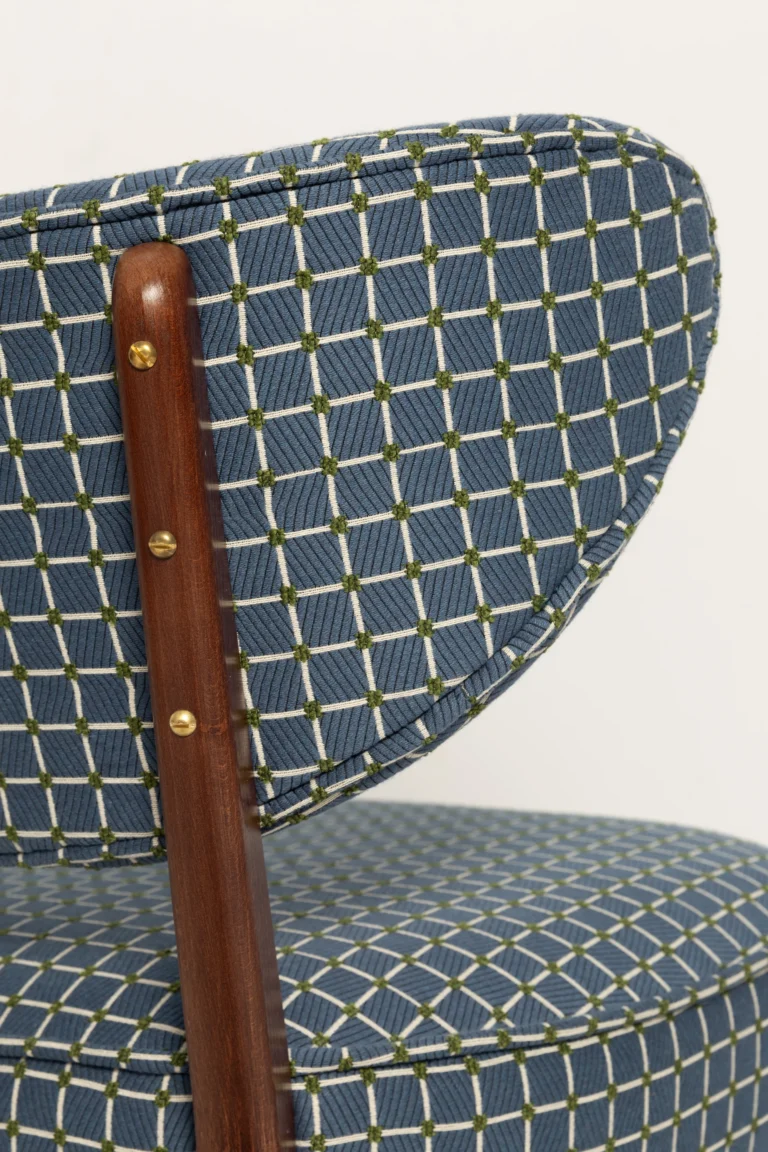 Vintola Dining Chair, Blue Jacquard, Walnut Wood — 4