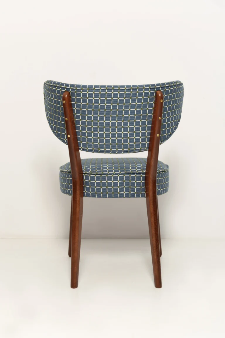 Vintola Dining Chair, Blue Jacquard, Walnut Wood — 5