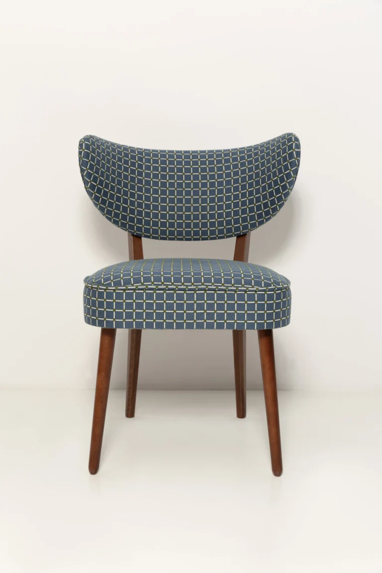 Vintola Dining Chair, Blue Jacquard, Walnut Wood — 6
