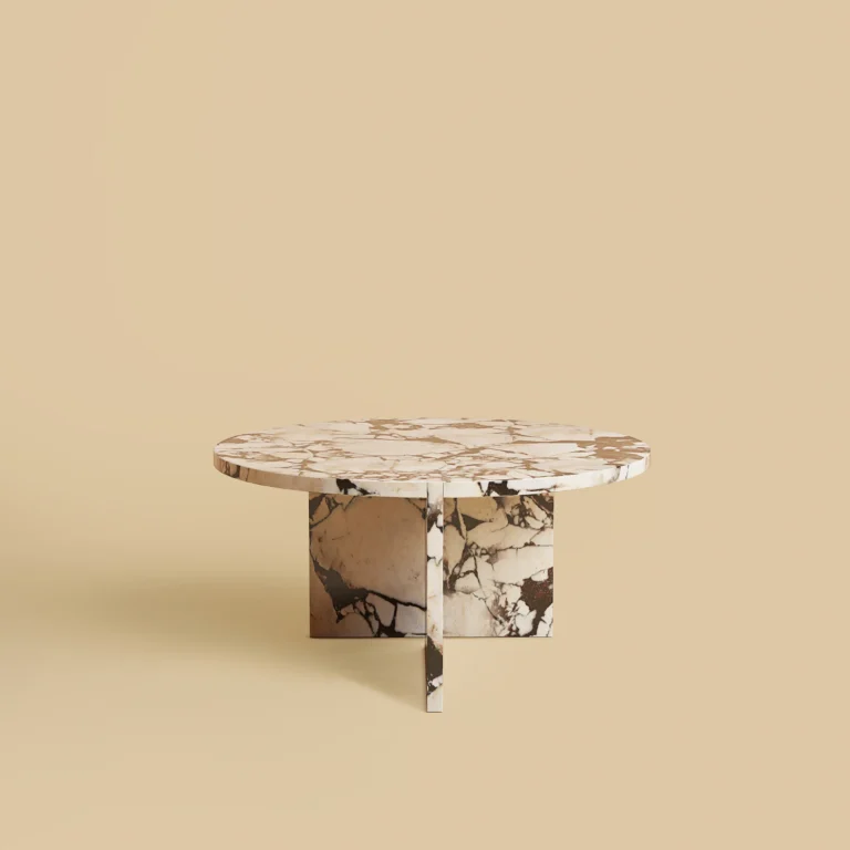 Round Marble Coffee Table - Hashi Series In Calacatta Viola — 2