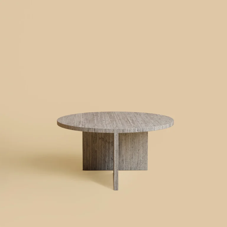 Round Travertine Coffee Table - Hashi Series — 4