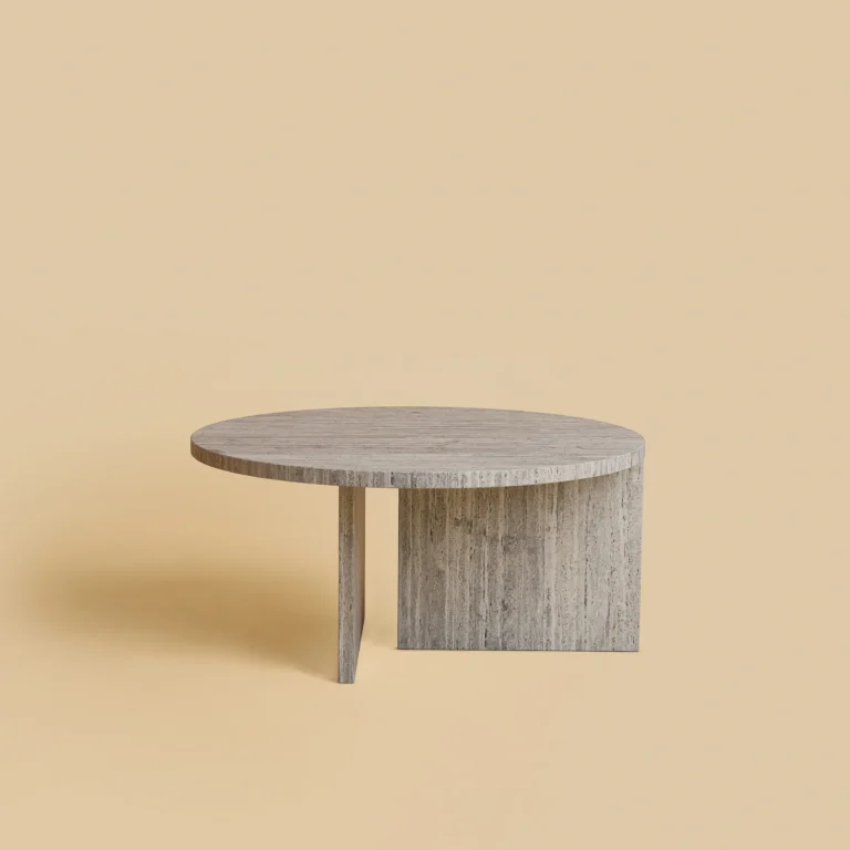 Round Travertine Coffee Table - Hashi Series — 6