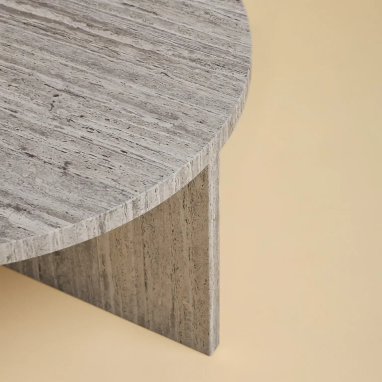 Round Travertine Coffee Table - Hashi Series — 5