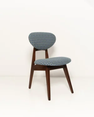 Mid Century Mushroom Chair, Blue Jacquard