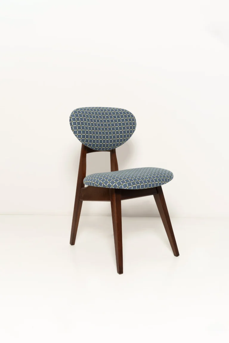 Mid Century Mushroom Chair, Blue Jacquard — 2