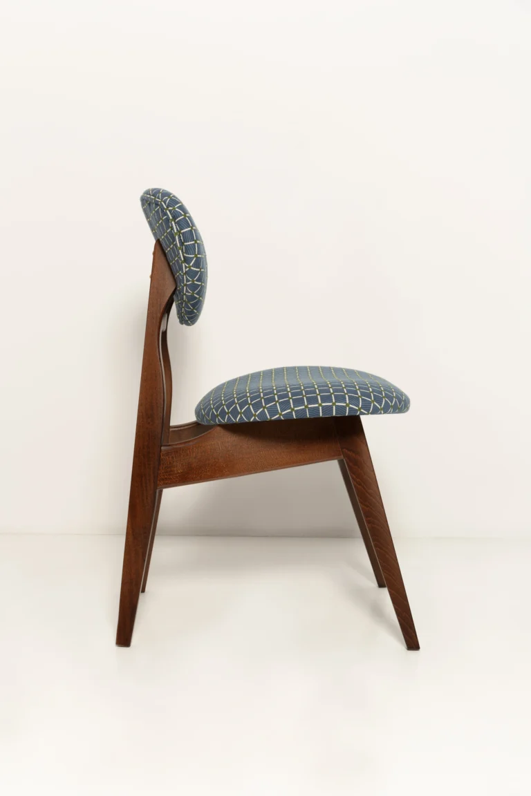 Mid Century Mushroom Chair, Blue Jacquard — 3