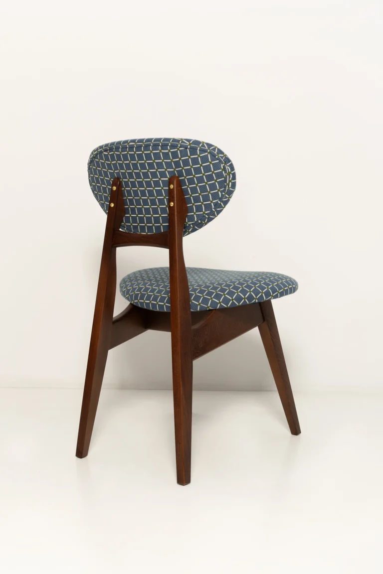 Mid Century Mushroom Chair, Blue Jacquard — 4