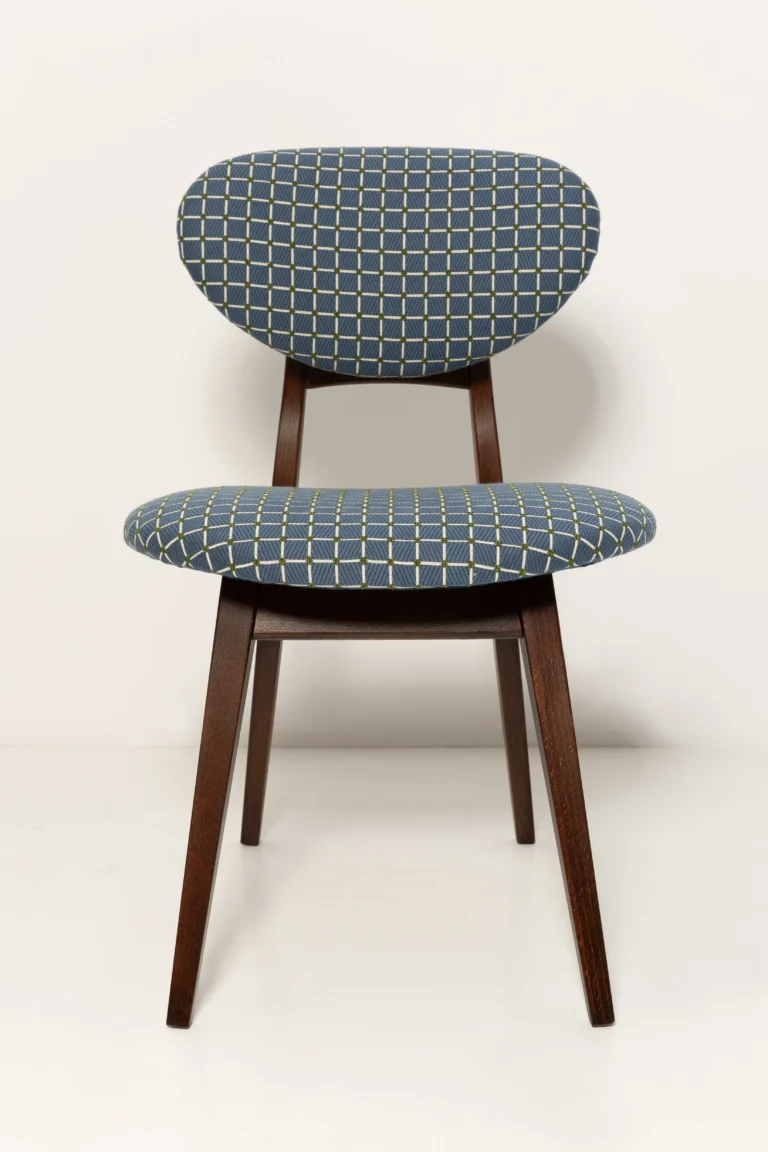 Mid Century Mushroom Chair, Blue Jacquard — 6