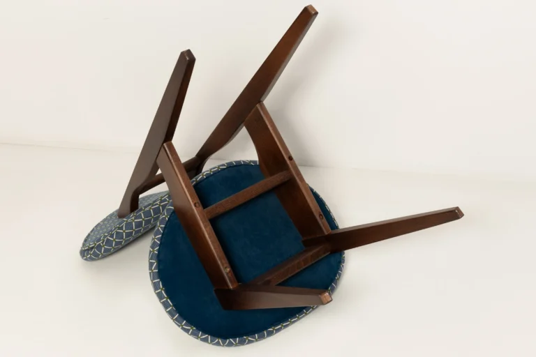 Mid Century Mushroom Chair, Blue Jacquard — 7