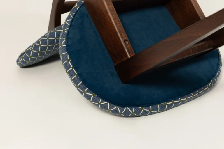 Mid Century Mushroom Chair, Blue Jacquard — 8