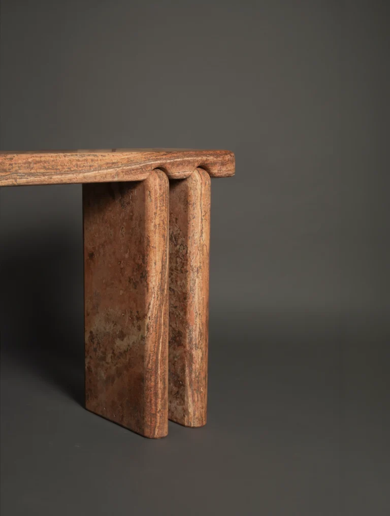 Orion Console Table in Red Travertine — 2