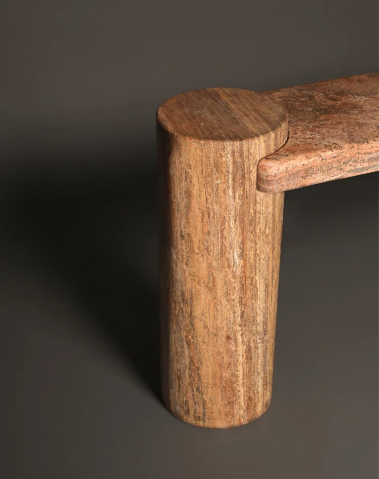 Orion Console Table in Red Travertine — 5