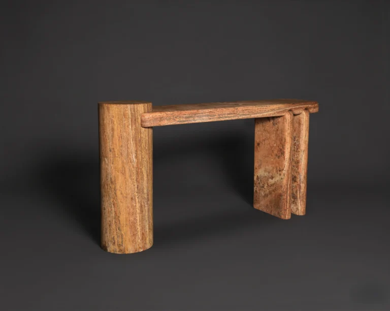 Orion Console Table in Red Travertine — 3