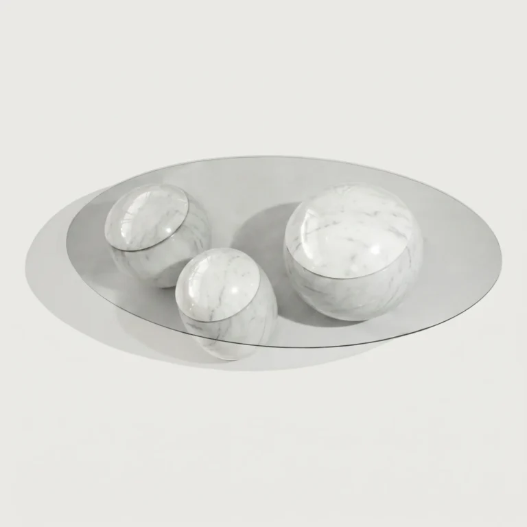 Ovni Uovo Black Marble Glass Sculptural Coffee Table — 11