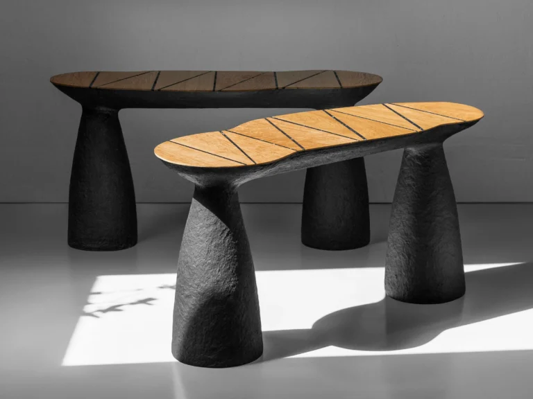 Sculptural Oak Bench – Brutalist And Wabi-sabi Minimalist Seating — 2