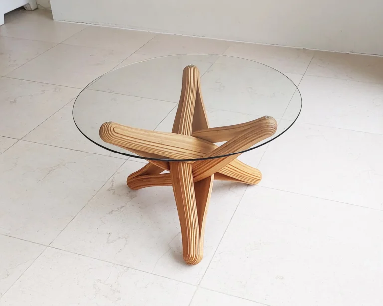 Lock-C Coffee Table in Caramel Bamboo and Glass — 9