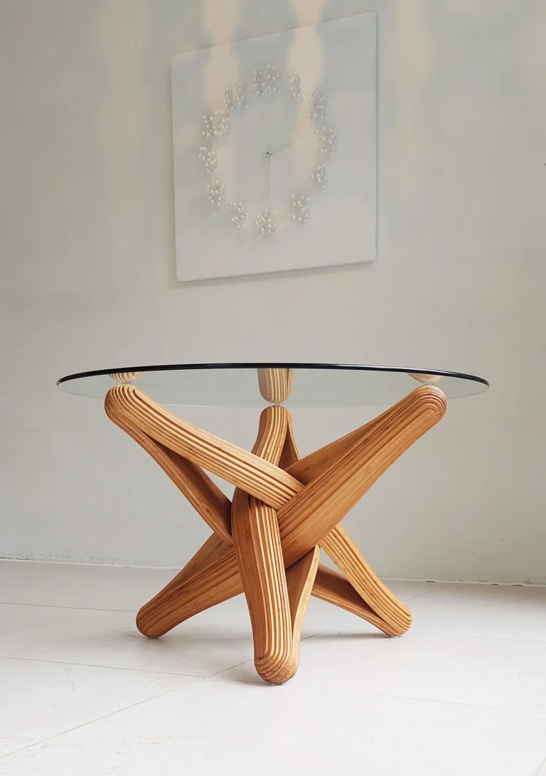 Lock-C Coffee Table in Caramel Bamboo and Glass — 2