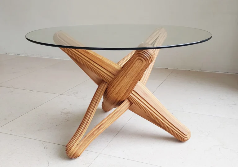 Lock-C Coffee Table in Caramel Bamboo and Glass — 8