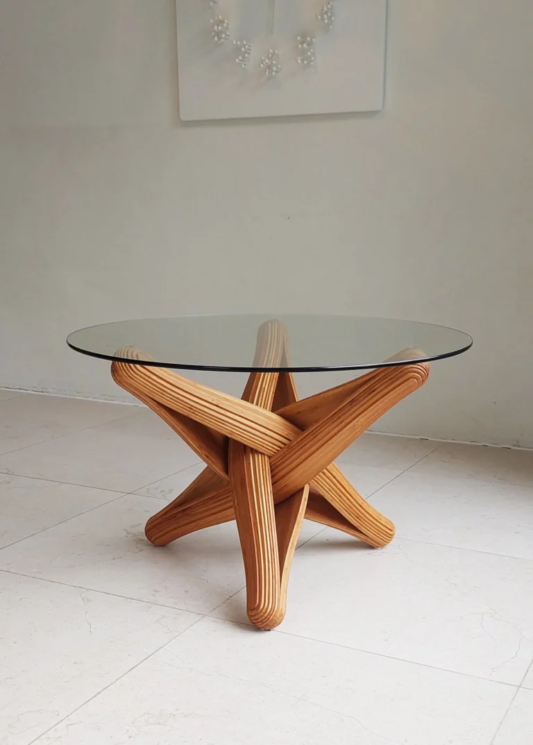 Lock-C Coffee Table in Caramel Bamboo and Glass — 7