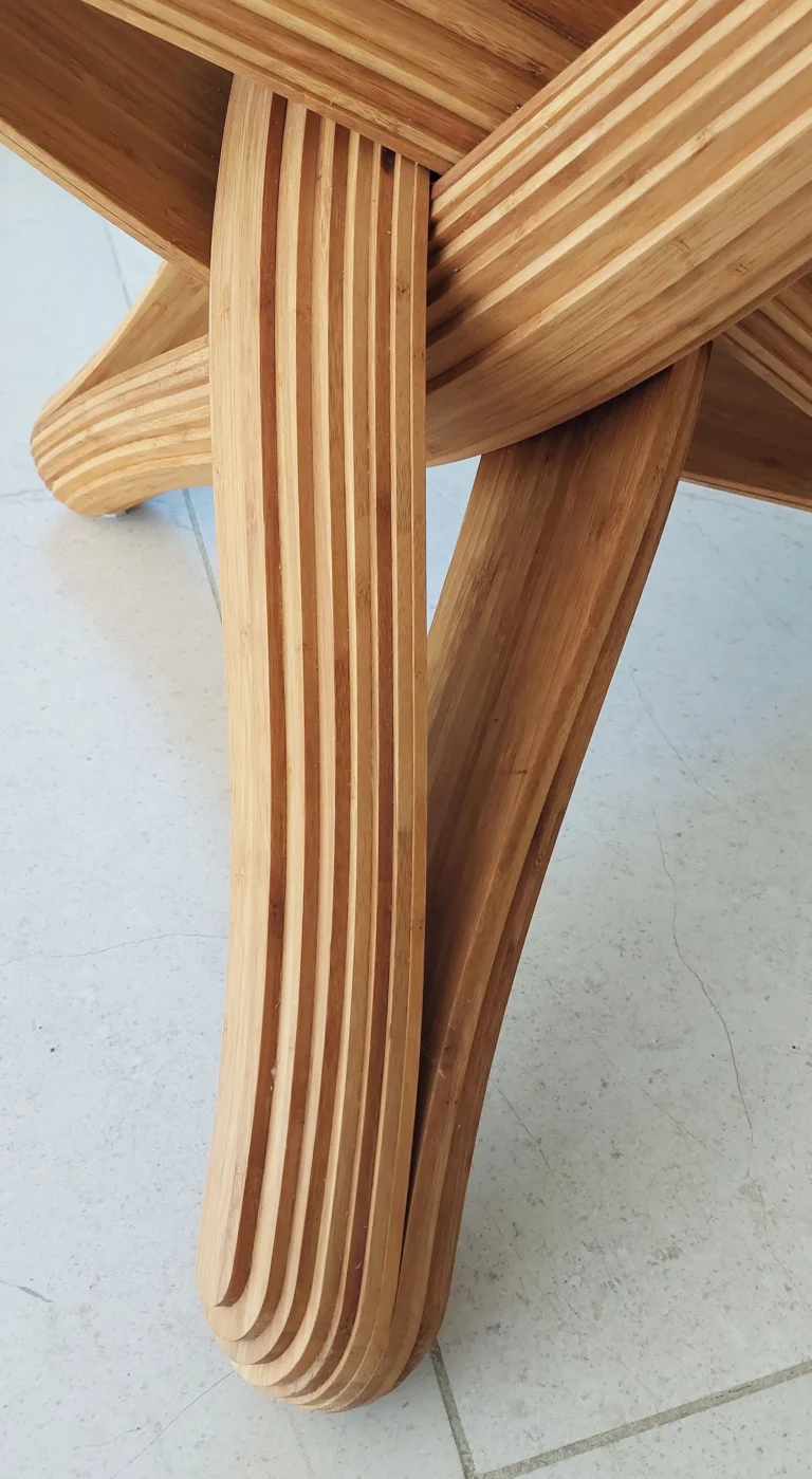 Lock-C Coffee Table in Caramel Bamboo and Glass — 5