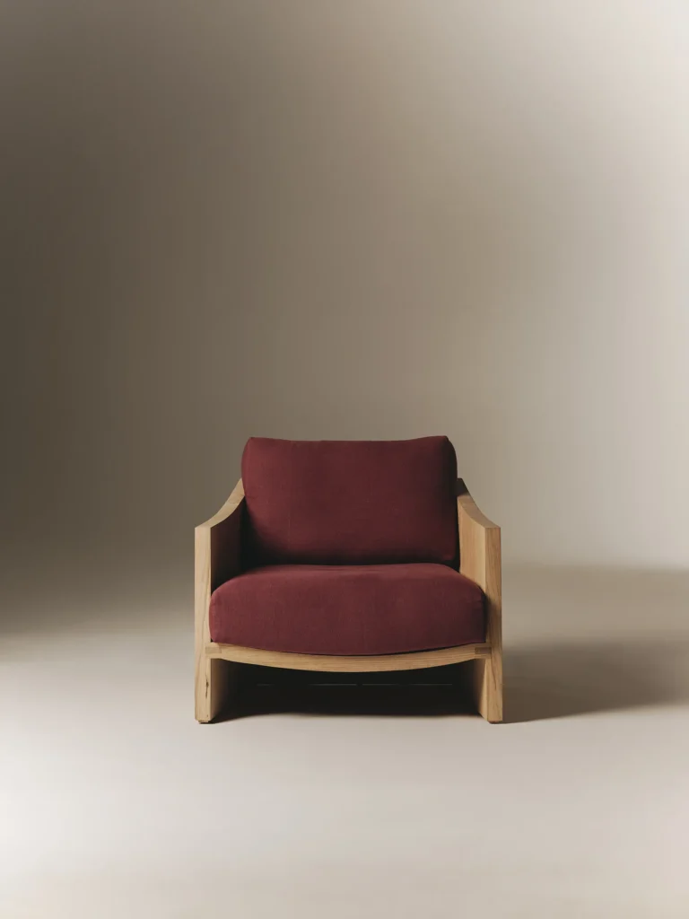Burgundy Linen Castle Armchair — 2