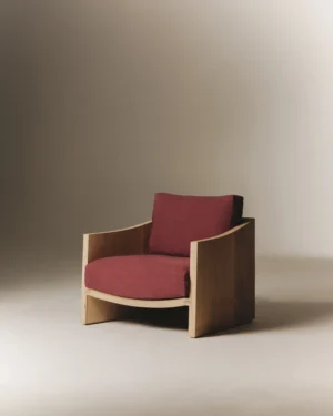 Burgundy Linen Castle Armchair