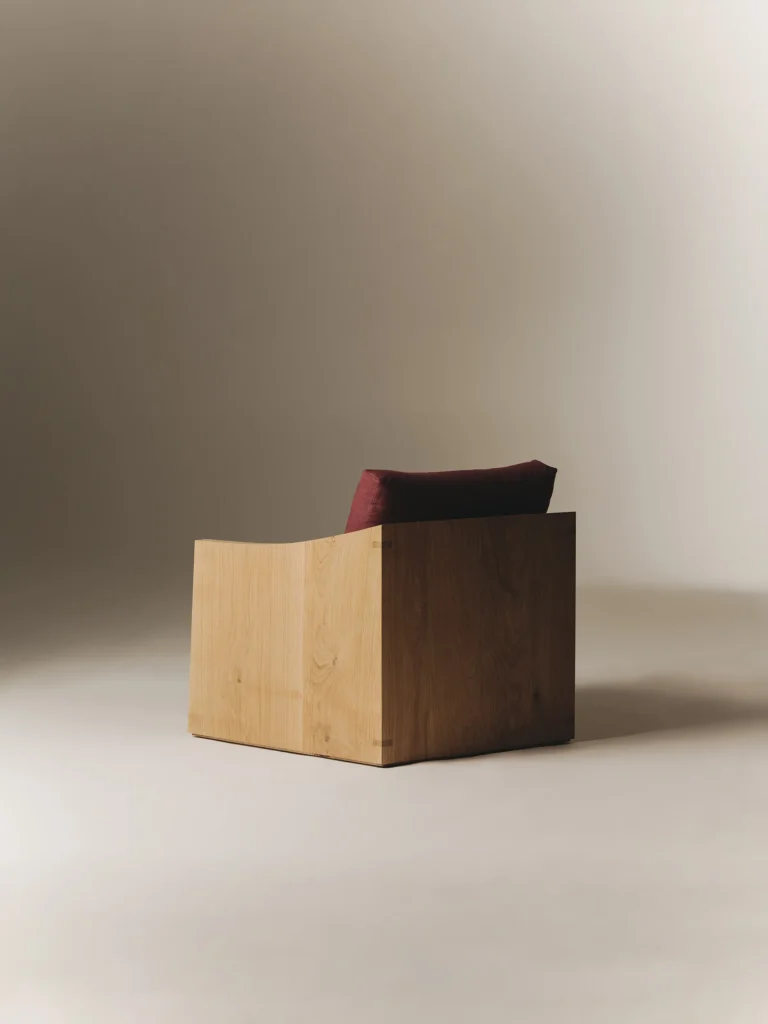 Burgundy Linen Castle Armchair — 3