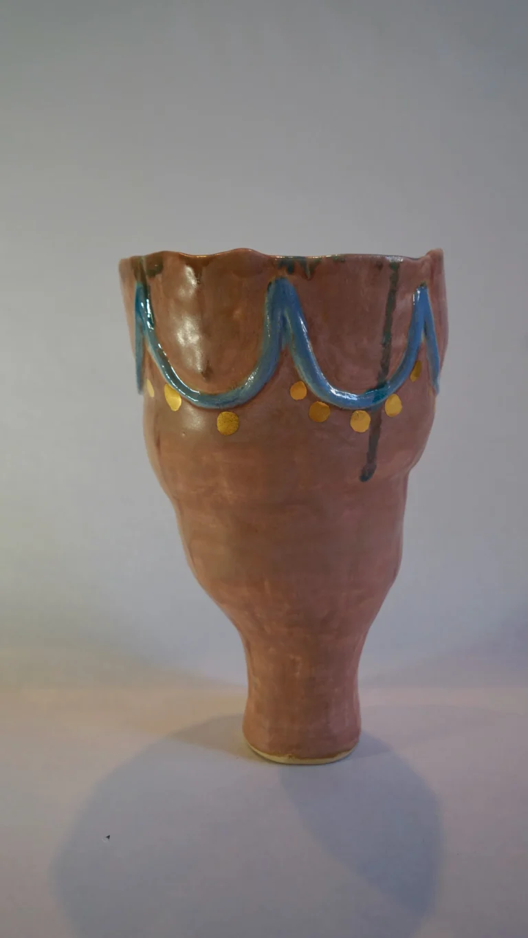 ¨soft Memory¨ Sculptural Pink Ceramic Vase With Gold Luster — 5
