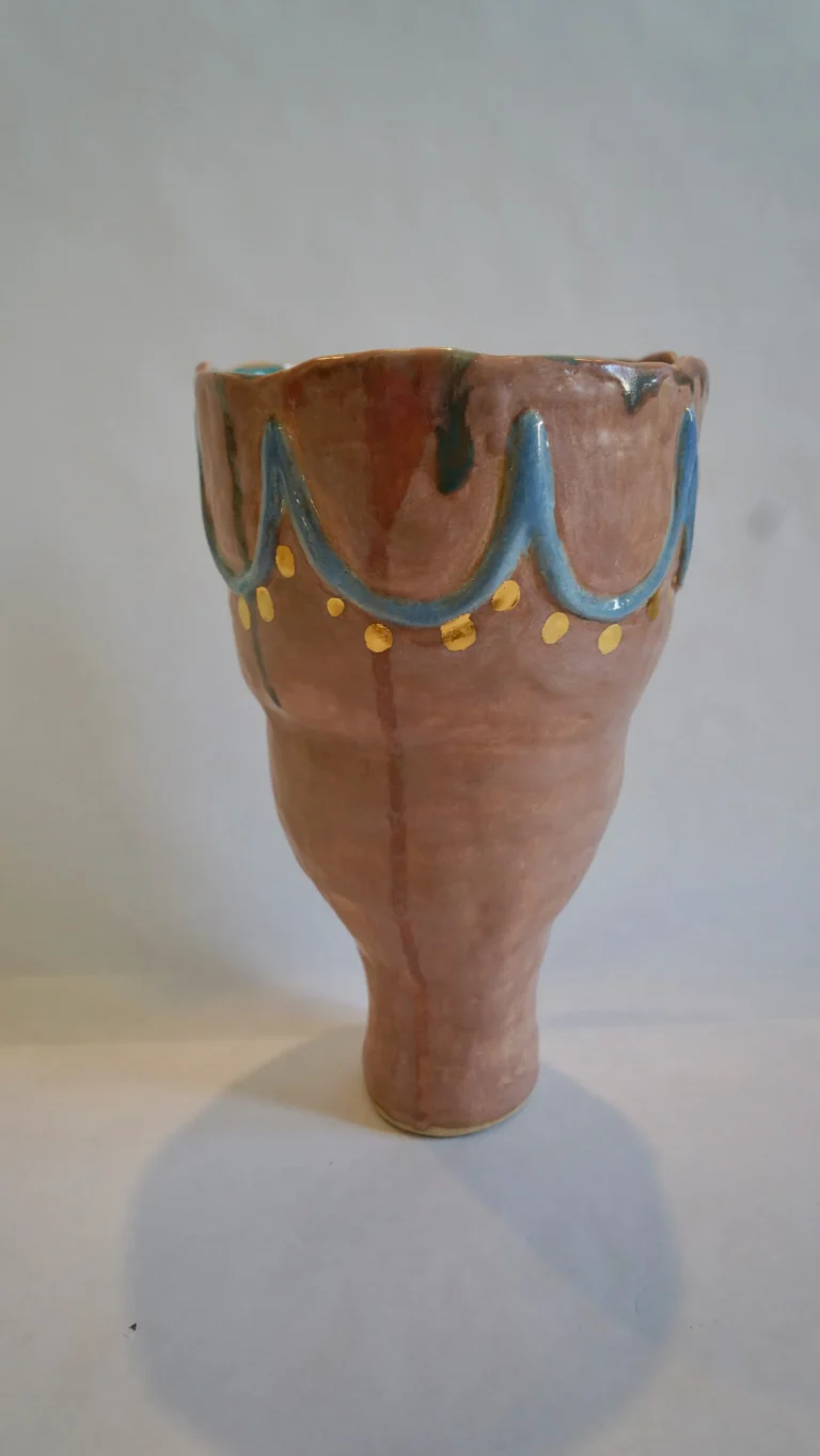 ¨soft Memory¨ Sculptural Pink Ceramic Vase With Gold Luster — 3