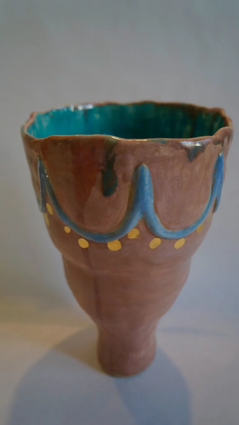 ¨soft Memory¨ Sculptural Pink Ceramic Vase With Gold Luster — 2