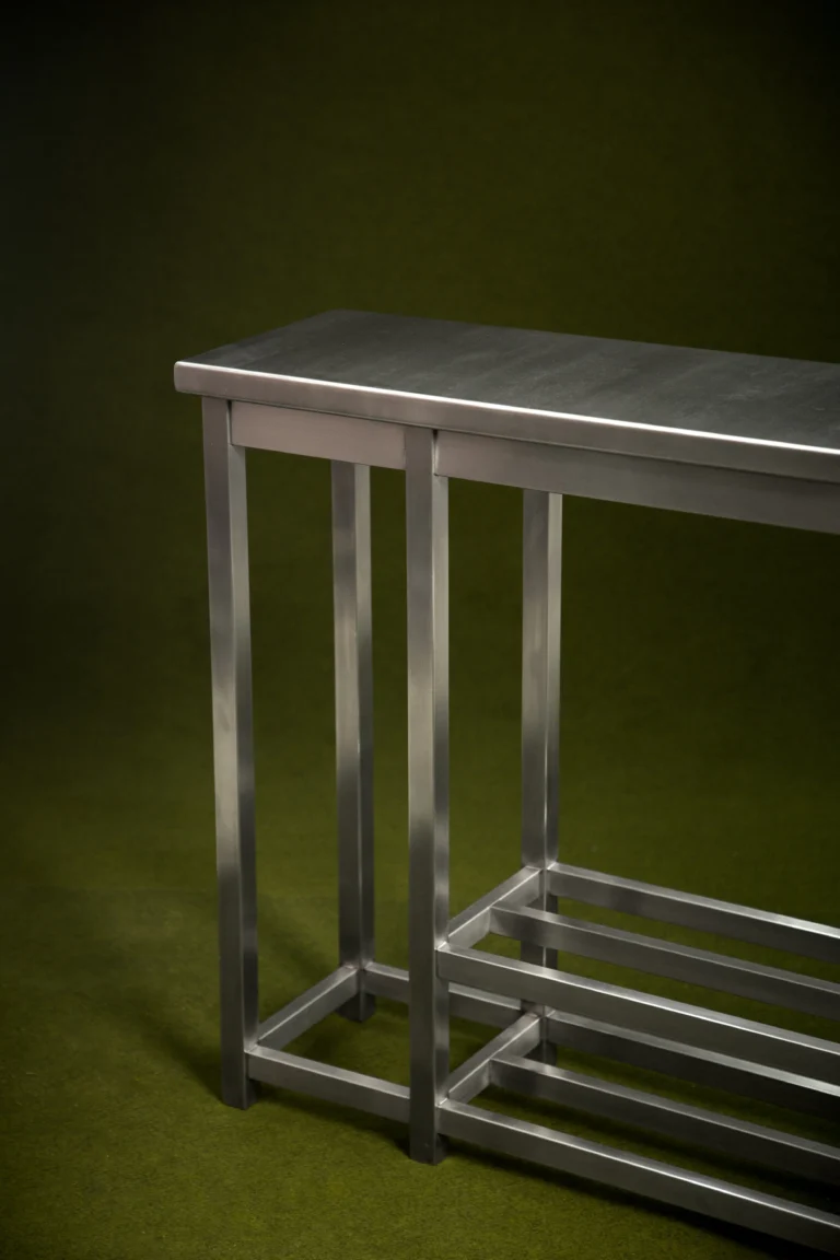 Bapho Entryway Table in Brushed Stainless Steel — 4