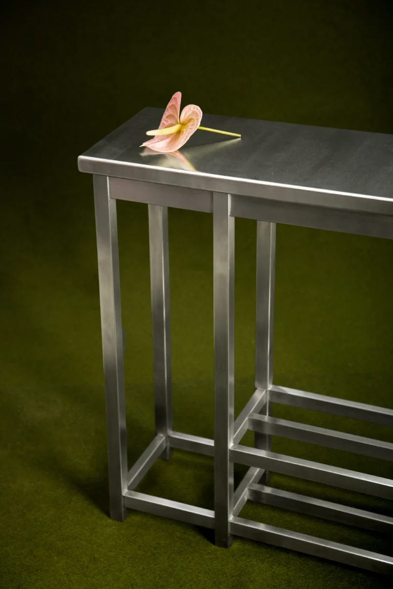 Bapho Entryway Table in Brushed Stainless Steel — 2