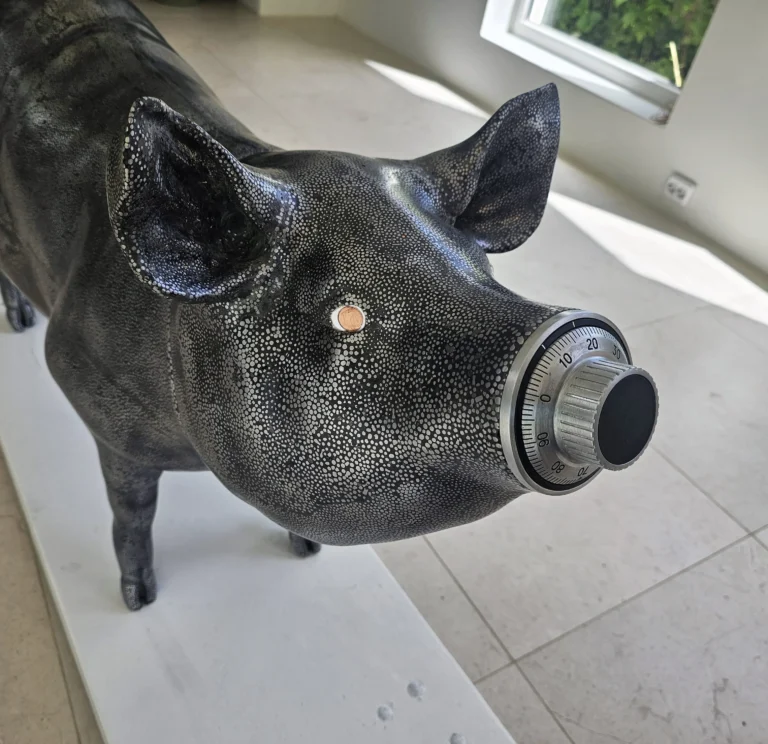 "greedy Pig" Life Sized Fully Functioning Heavy Metal Freestanding Safe — 10