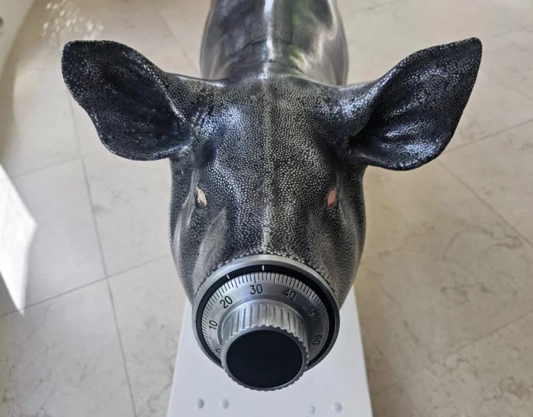 "greedy Pig" Life Sized Fully Functioning Heavy Metal Freestanding Safe — 12