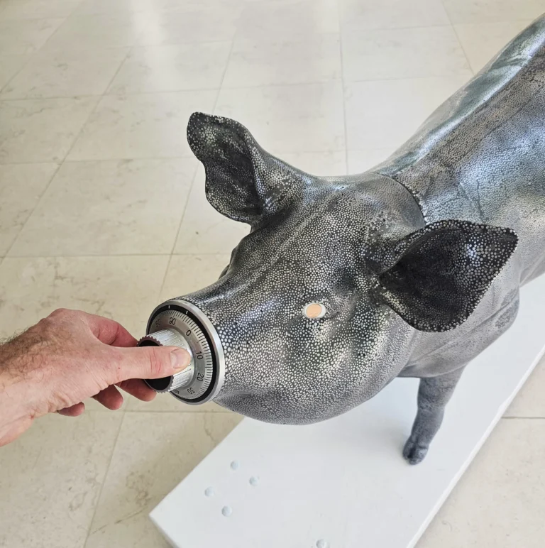 "greedy Pig" Life Sized Fully Functioning Heavy Metal Freestanding Safe — 18