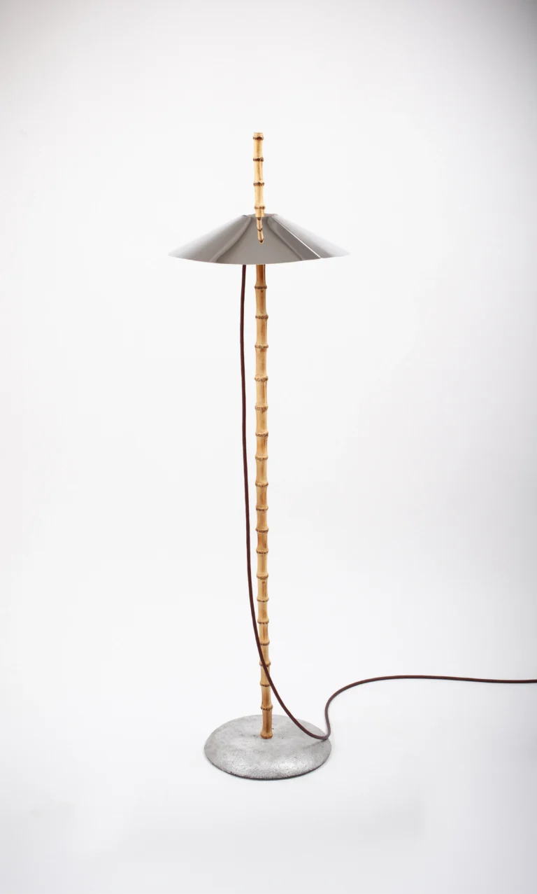 7plates Floor Lamp in Stainless Steel, Bamboo and Aluminum — 7