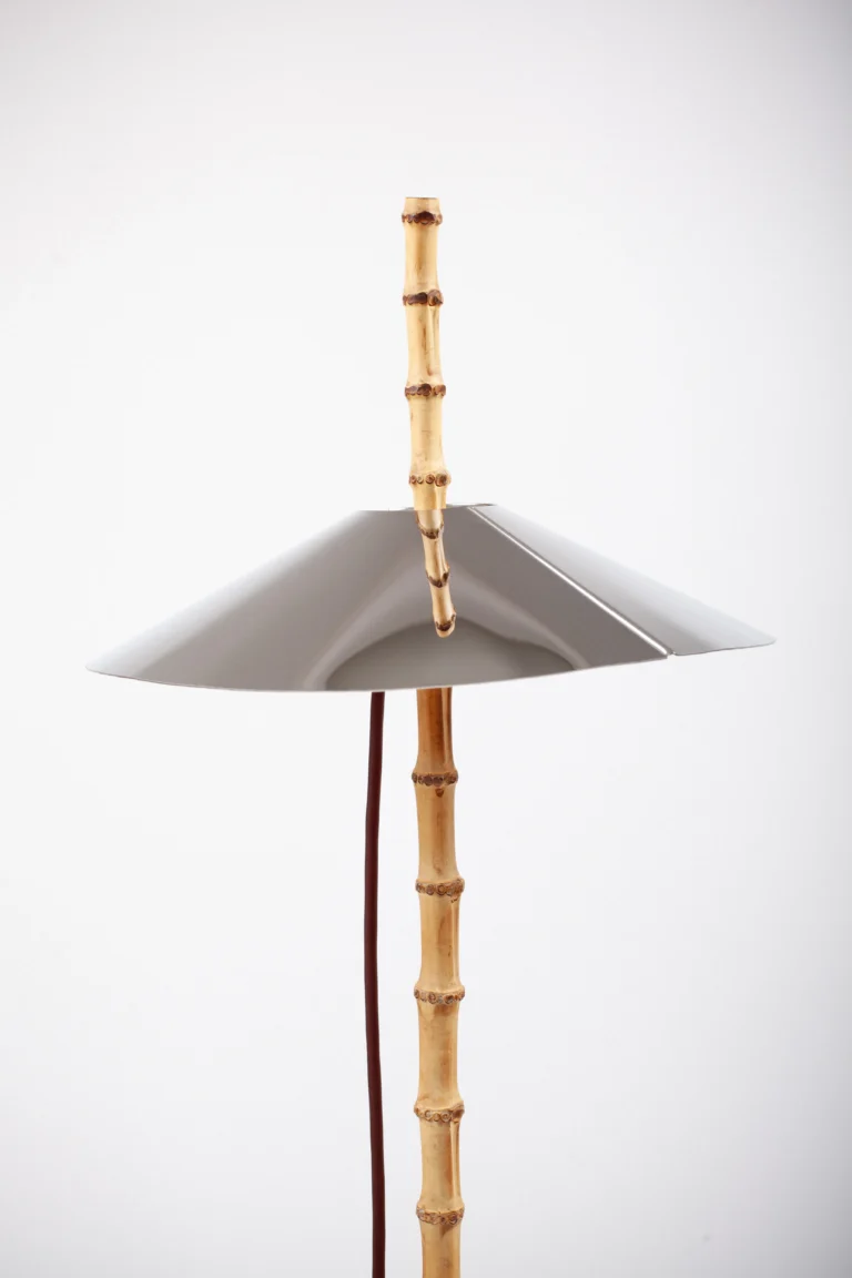 7plates Floor Lamp in Stainless Steel, Bamboo and Aluminum — 6