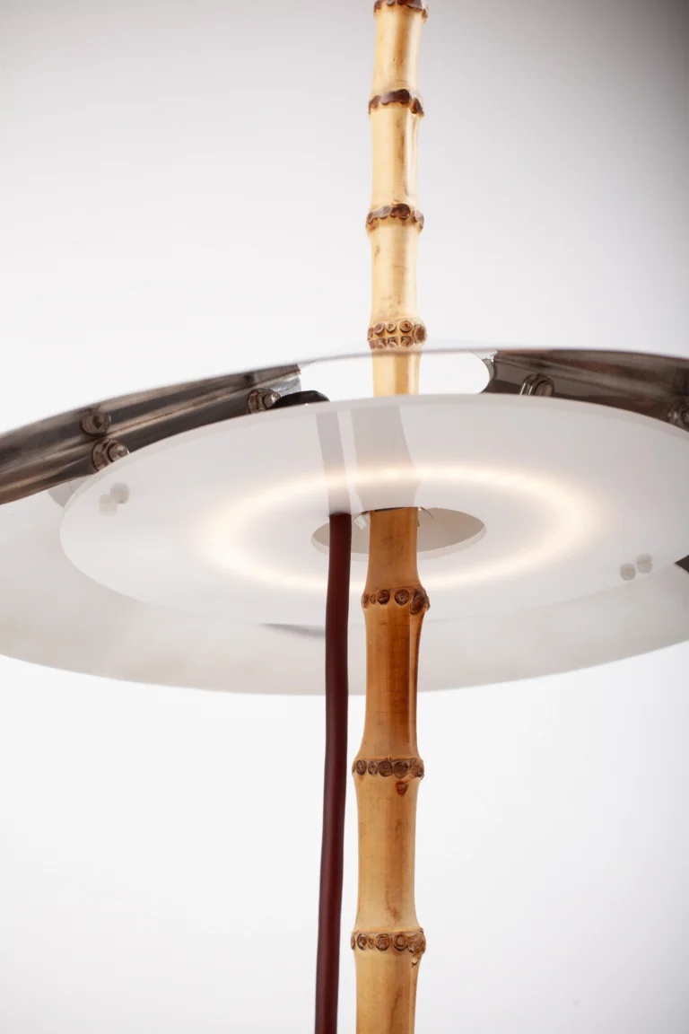 7plates Floor Lamp in Stainless Steel, Bamboo and Aluminum — 5