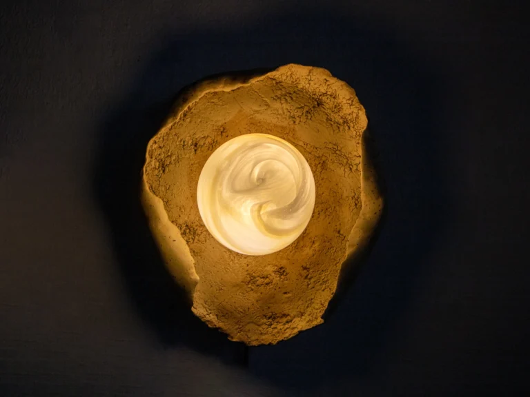 Asea No. 41 Pearl Wall Sconce in Stoneware and Blown Glass — 4