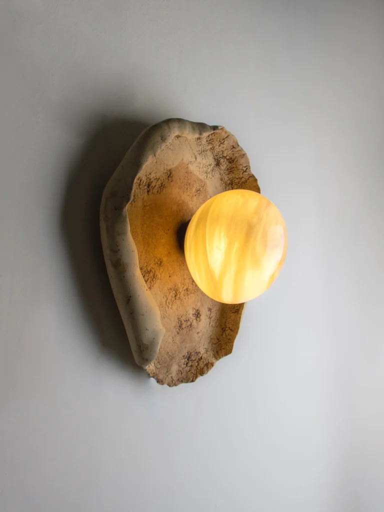 Asea No. 41 Pearl Wall Sconce in Stoneware and Blown Glass — 5