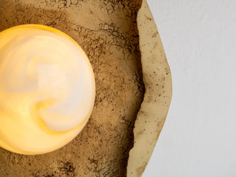 Asea No. 41 Pearl Wall Sconce in Stoneware and Blown Glass — 6