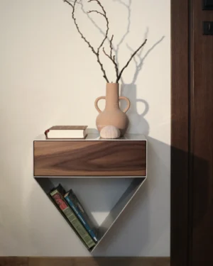 Agave Nightstand in Aluminum and Walnut