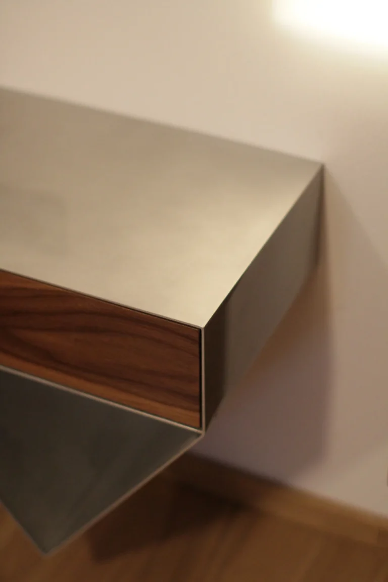 Agave Nightstand in Aluminum and Walnut — 4